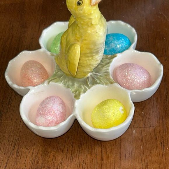 Vintage Bavarian Ceramic Egg Holder with Bird Design - Picture 2 of 6